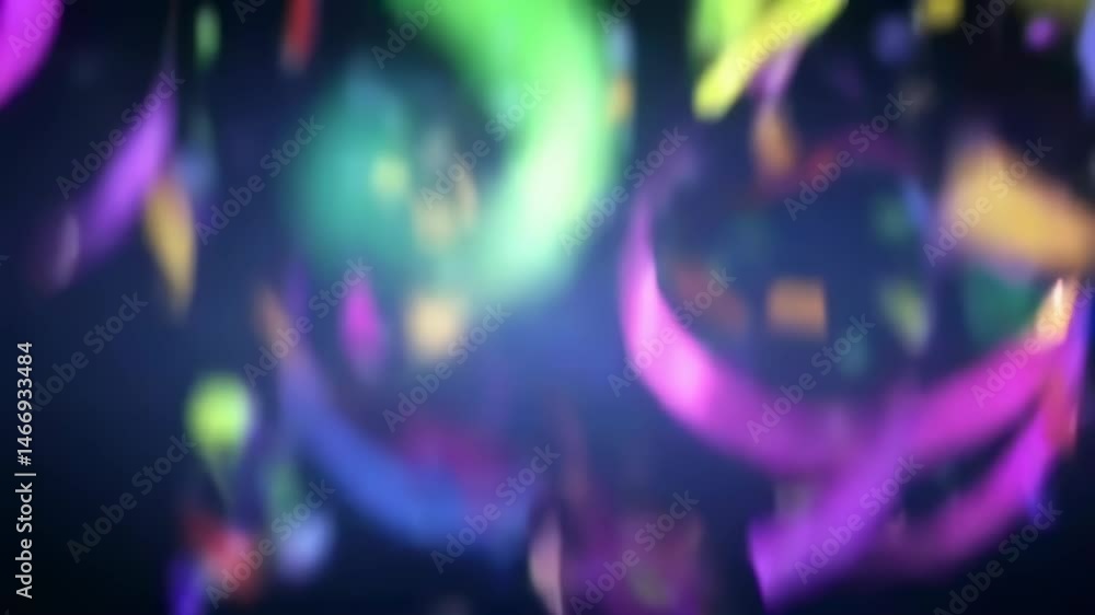 Poster falling colorful paper. abstract shapes float in the air. festive background of celebration and enjo