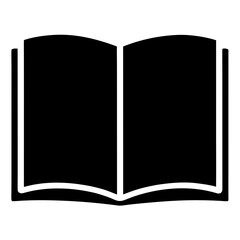 Open book silhouette with a simple and minimalistic design, black and white