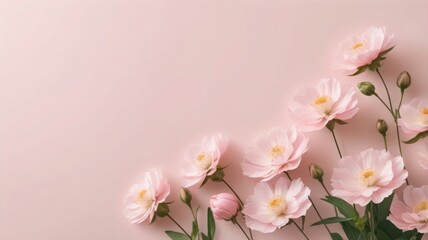 delicate pink flowers blooming in soft focus border