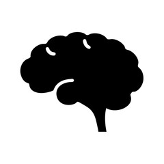 Isolated black brain illustration on white background for medical designs