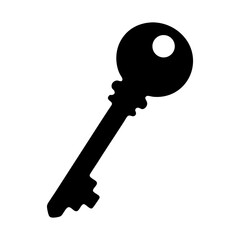 Single key used for opening a lock rendered as a silhouette image