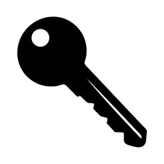 Simple black key silhouette illustration for security and access concept art