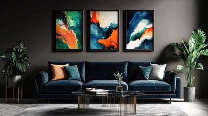 Abstract art decorates modern living room (5)