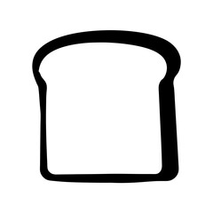 A simple black and white illustration of a slice of bread outline