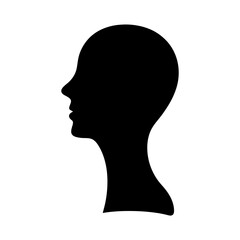 Silhouette of a Human Head Facing Left in Black and White Image