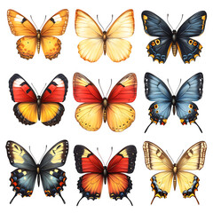 Colorful butterflies set. Vector illustration --v 6.1 --s 750 --raw