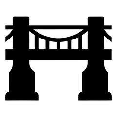 Silhouette of a grand suspension bridge with pillars and ropes design