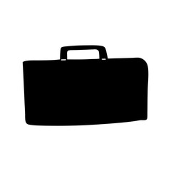Black Silhouette of a Classic Briefcase on a White Background Image