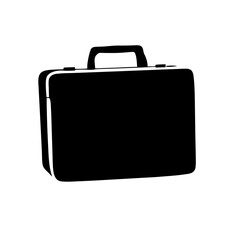 Stylized black and white vector illustration of a briefcase with a handle