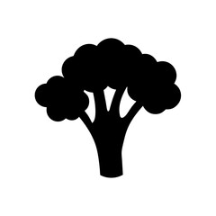 A simple minimalist black silhouette of a broccoli floret plant