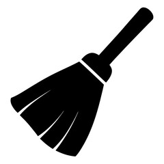 Black silhouette of a broom, ready for sweeping and cleaning tasks