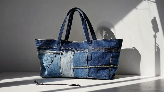 Patchwork denim tote bag