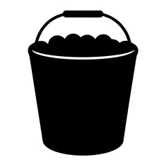 Black silhouette of a bucket with a handle filled to the brim