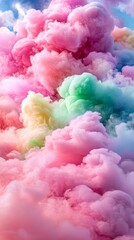 Fototapeta premium Pastel Rainbow Smoke Clouds - Dreamy, Whimsical Background
