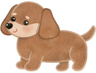 Cute Dog paper texture hand drawn illustration with transparent background