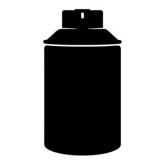 Black silhouette of an aerosol spray can against a white background