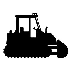 Simple silhouette of a powerful bulldozer, ideal for construction or demolition