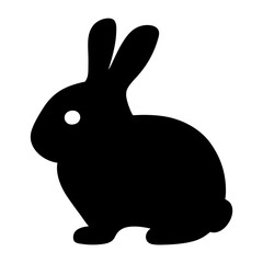 Stylized black silhouette of a rabbit with a white eye dot