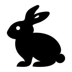 Silhouette of a bunny rabbit with long ears and a fluffy tail