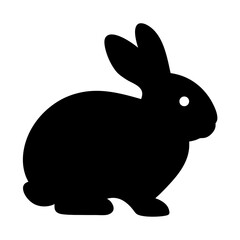 A silhouette of a black rabbit with its long ears up high