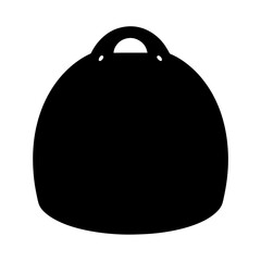 Silhouette of a black duffel bag with a handle on white