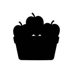 Silhouette illustration of a basket filled with fresh ripe red apples