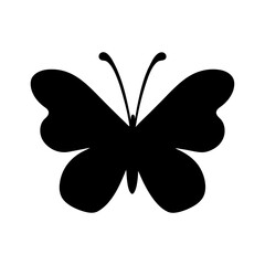 Silhouette of a black butterfly with ornate wing shapes and antennae