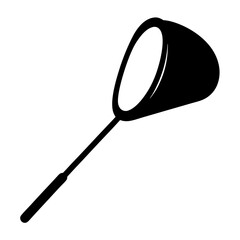 Isolated Black and White Silhouette Illustration of a Fishing Net