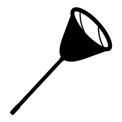 Silhouette of a Butterfly Net with Long Handle against White Backdrop