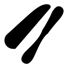 Black silhouettes of knife and butter spreader on white background design