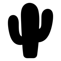 Black silhouette of a Saguaro cactus plant on a white background