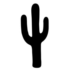 A simple silhouette of a Saguaro cactus on a white background
