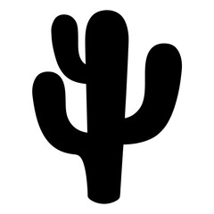 Silhouette of a Saguaro Cactus Plant with Three Arms and Rounded Edges