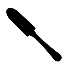 Black and white silhouette illustration of a spreading knife or butter knife