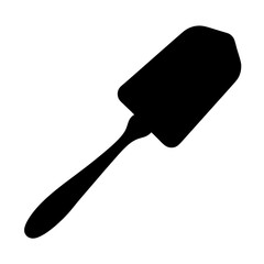 Black Silhouette of Cake Server or Spatula on Plain White Background