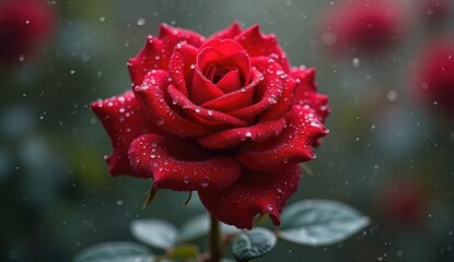 red rose with water drops
