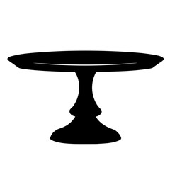 Silhouette of an ornate cake stand with a wide circular top