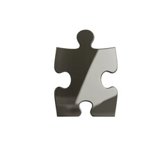 Obraz premium Glossy Black Puzzle Piece on a Transparent Background, Symbolizing Problem Solving and Creativity