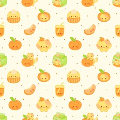 Fototapeta premium Cute Orange Cat Seamless Pattern