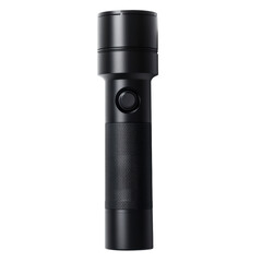 Fototapeta premium Durable Black Flashlight for Outdoor Adventures and Emergency Use, Compact and Lightweight Design for Easy Handling on transparent background