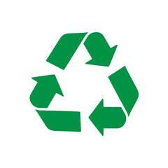 A colorful recycling symbol consisting of green arrows forming a triangle, representing sustainability and eco-friendliness. Vector illustration