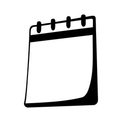 Simple black and white illustration of a desk calendar with blank page