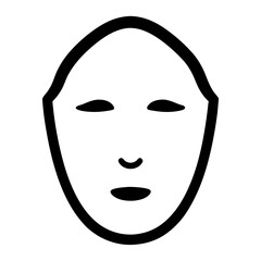 Simple line art depiction of a blank human face with minimal features