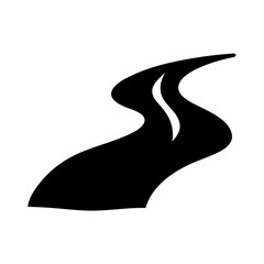 Elegant black silhouette of a winding road, representing travel and direction