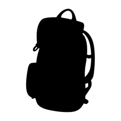 Silhouette of a hiking backpack with handle and straps, ready for adventure