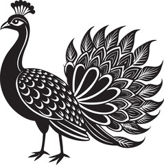 Peacock silhouette vector illustration on white background