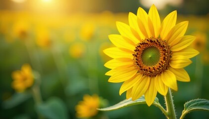 Close-up of a wild sunflower, soft focus background, light, macro