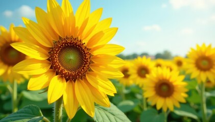 Obraz premium Close-up sunflower illustration, showing pollen & seeds, harvest, graphic, head
