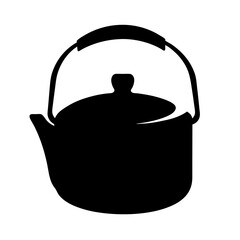 Simple black silhouette of a classic teapot with rounded body and handle