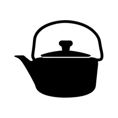 Silhouette of a classic cast iron teapot with a curved handle
